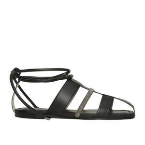 Fabiana Filippi Leather Flat Sandals in Black